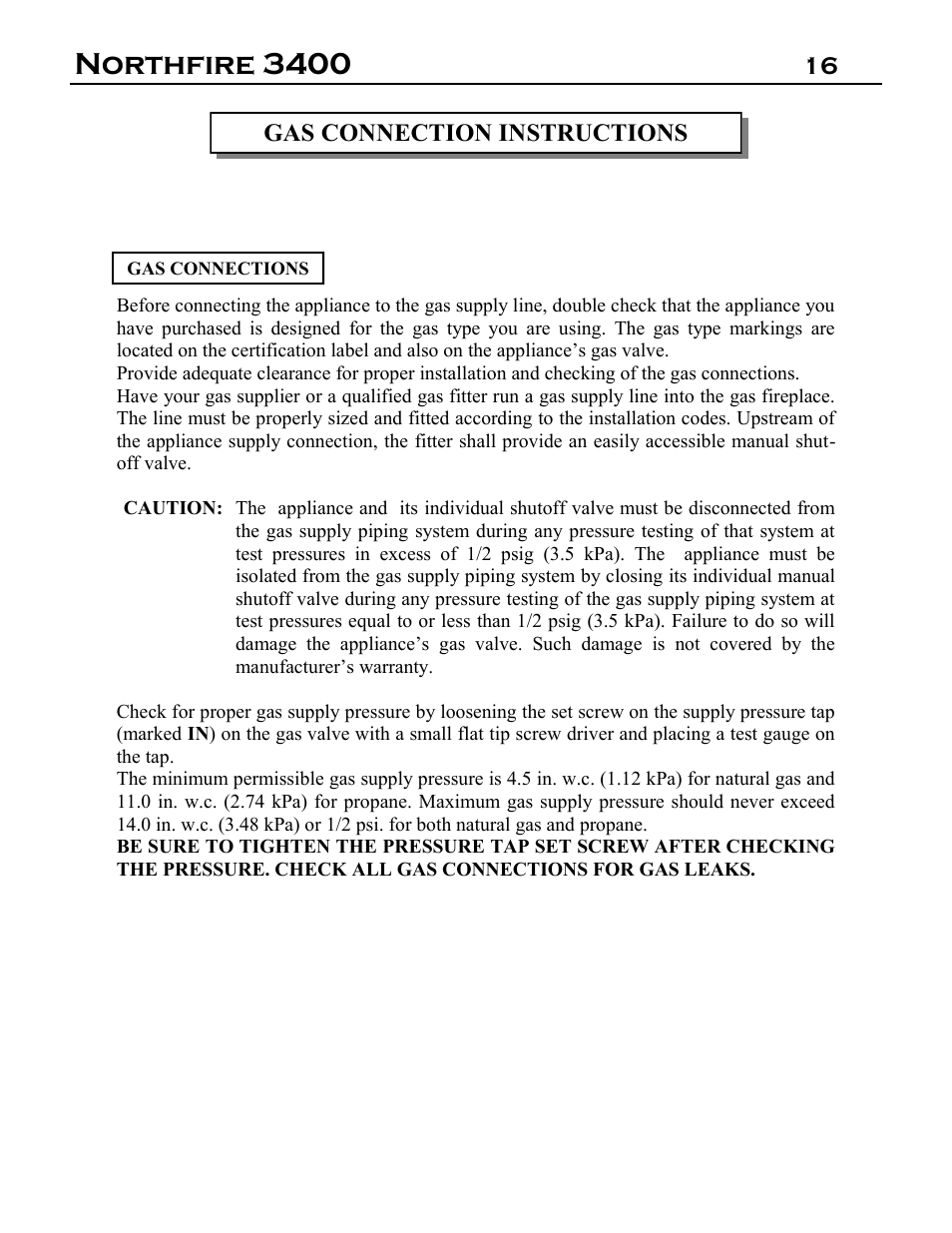 Northfire 3400 | Archgard 3400-DVTR20N-2 User Manual | Page 16 / 35