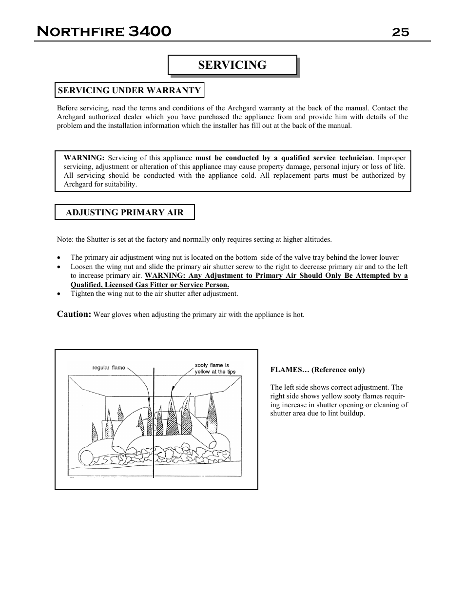 Northfire 3400, Servicing | Archgard 3400-DVTR20N-2 User Manual | Page 25 / 35