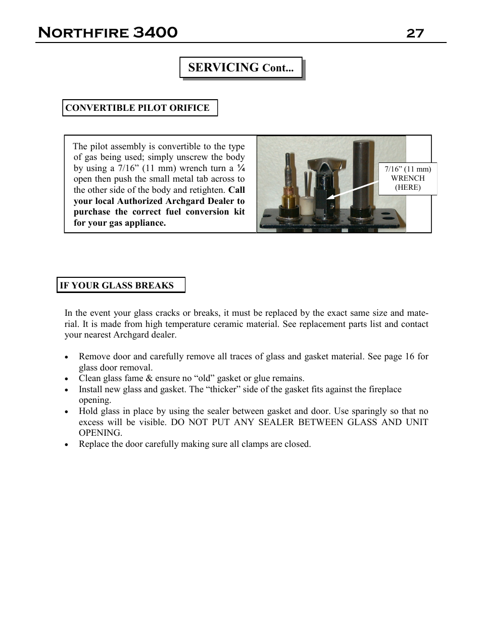 Northfire 3400, 27 servicing | Archgard 3400-DVTR20N-2 User Manual | Page 27 / 35