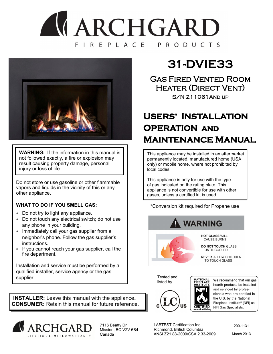 Archgard 31-DVIE33N User Manual | 48 pages