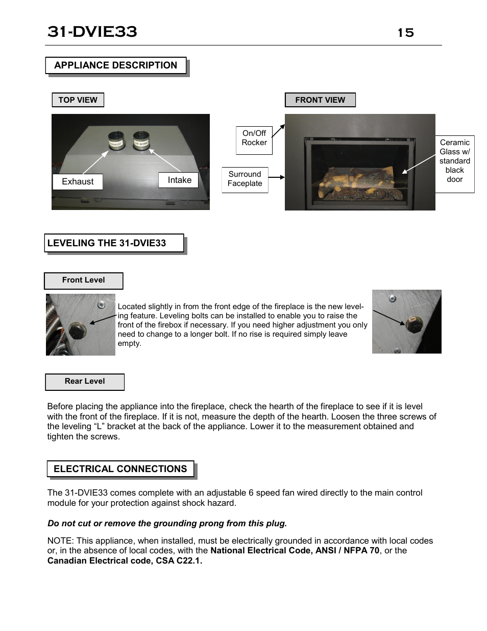 Dvie33 | Archgard 31-DVIE33N User Manual | Page 15 / 48