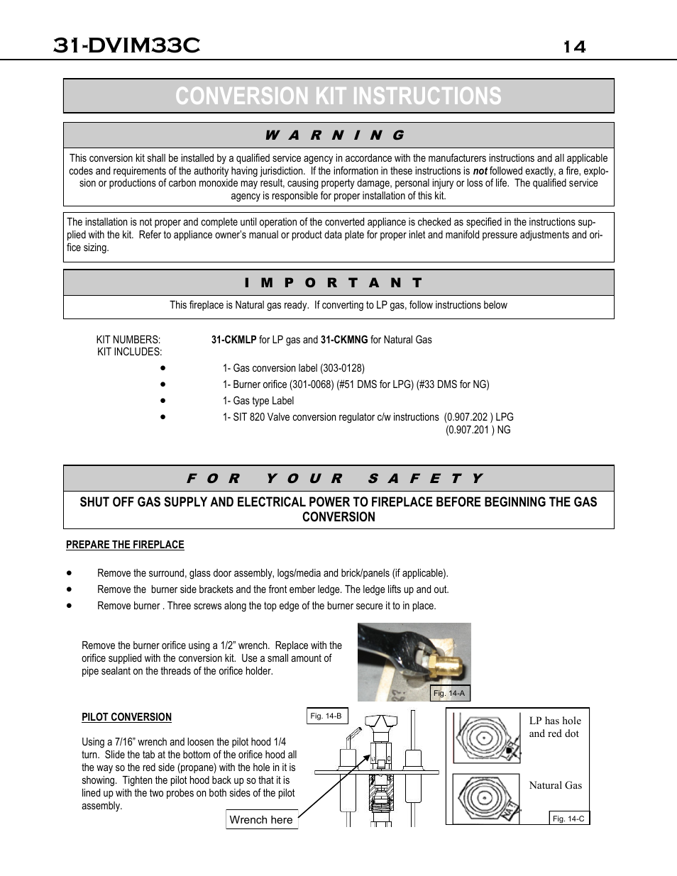 Conversion kit instructions, Dvim33c | Archgard 31-DVIM33C User Manual | Page 14 / 40