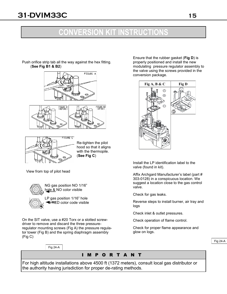 Conversion kit instructions, Dvim33c | Archgard 31-DVIM33C User Manual | Page 15 / 40