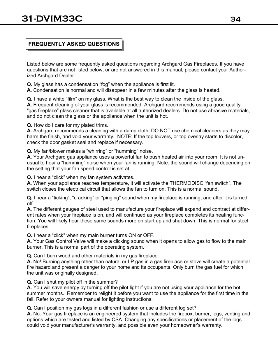 Dvim33c | Archgard 31-DVIM33C User Manual | Page 34 / 40