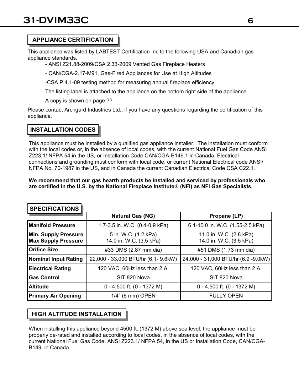 Dvim33c | Archgard 31-DVIM33C User Manual | Page 6 / 40
