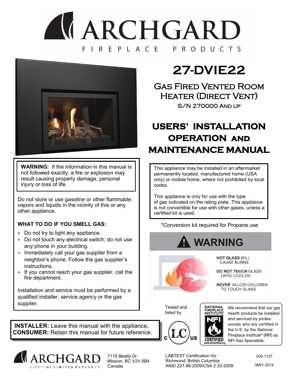 Archgard 27-DVIE22N User Manual | 48 pages