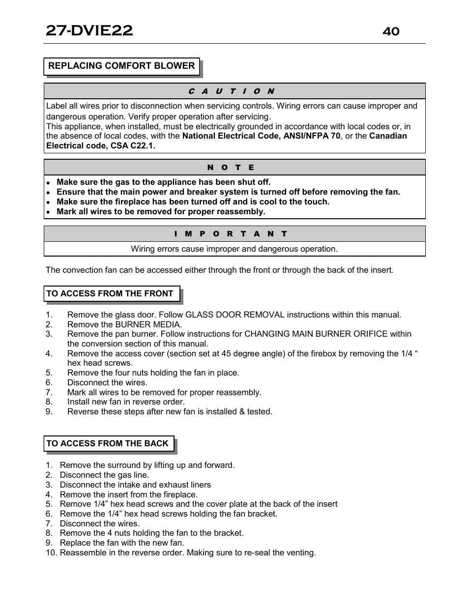 Dvie22 | Archgard 27-DVIE22N User Manual | Page 40 / 48