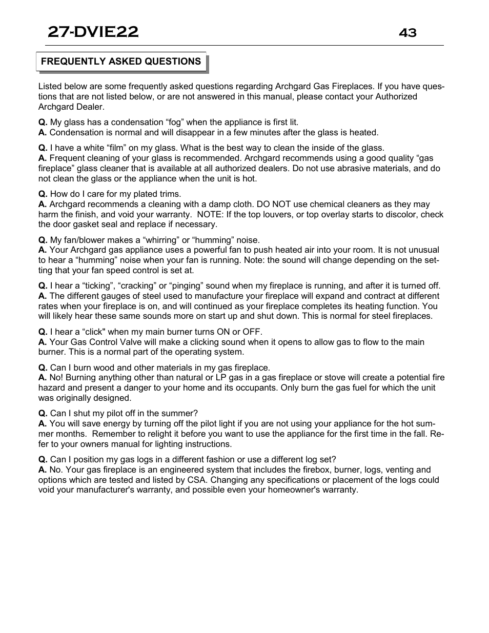 Dvie22 | Archgard 27-DVIE22N User Manual | Page 43 / 48