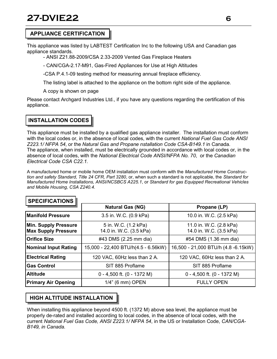 Dvie22 | Archgard 27-DVIE22N User Manual | Page 6 / 48