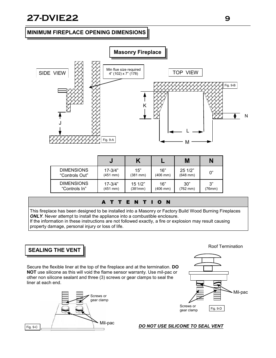 Dvie22, Jk l m n | Archgard 27-DVIE22N User Manual | Page 9 / 48