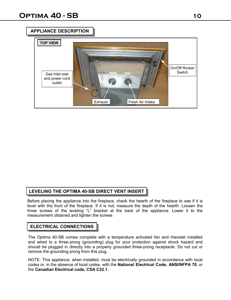 Optima 40 - sb | Archgard 40-DVI40N User Manual | Page 10 / 45
