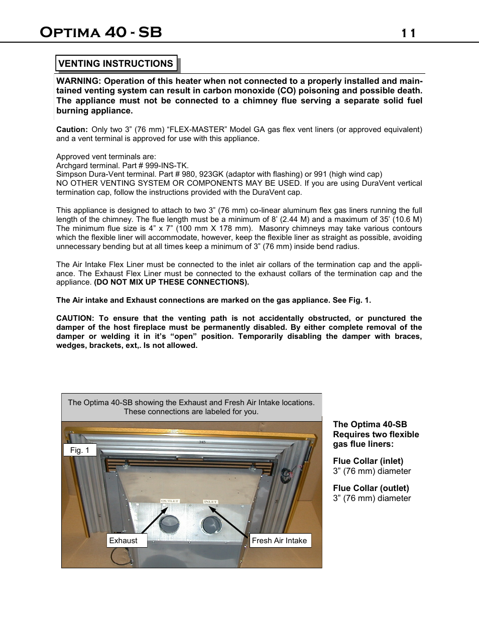 Optima 40 - sb | Archgard 40-DVI40N User Manual | Page 11 / 45