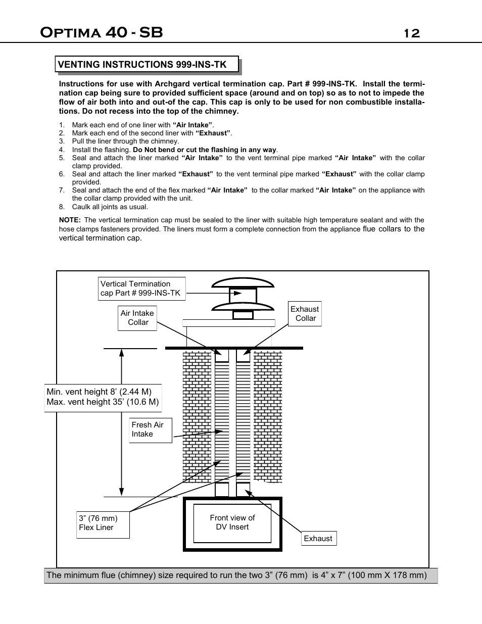 Optima 40 - sb | Archgard 40-DVI40N User Manual | Page 12 / 45