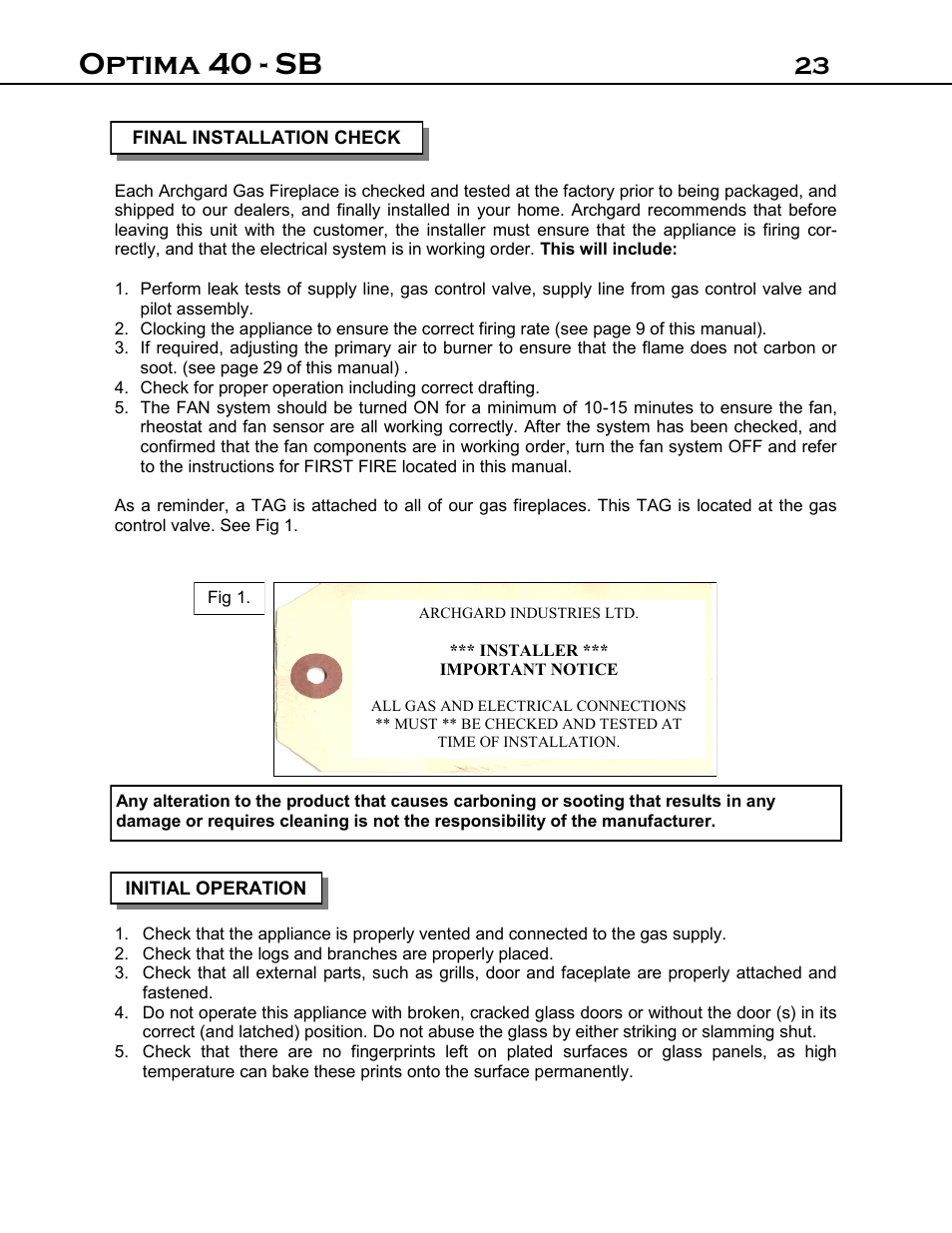 Optima 40 - sb | Archgard 40-DVI40N User Manual | Page 23 / 45