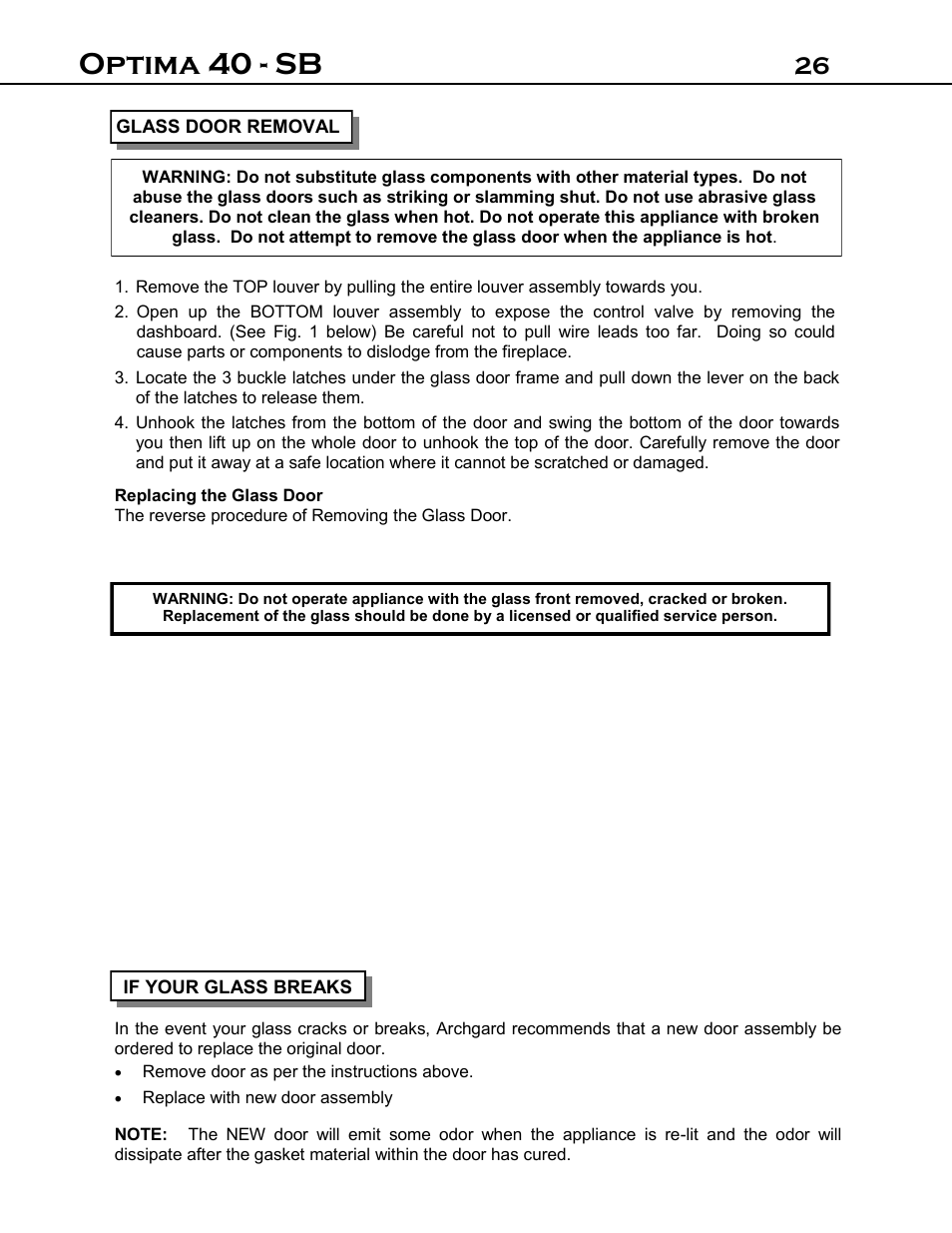 Optima 40 - sb | Archgard 40-DVI40N User Manual | Page 26 / 45