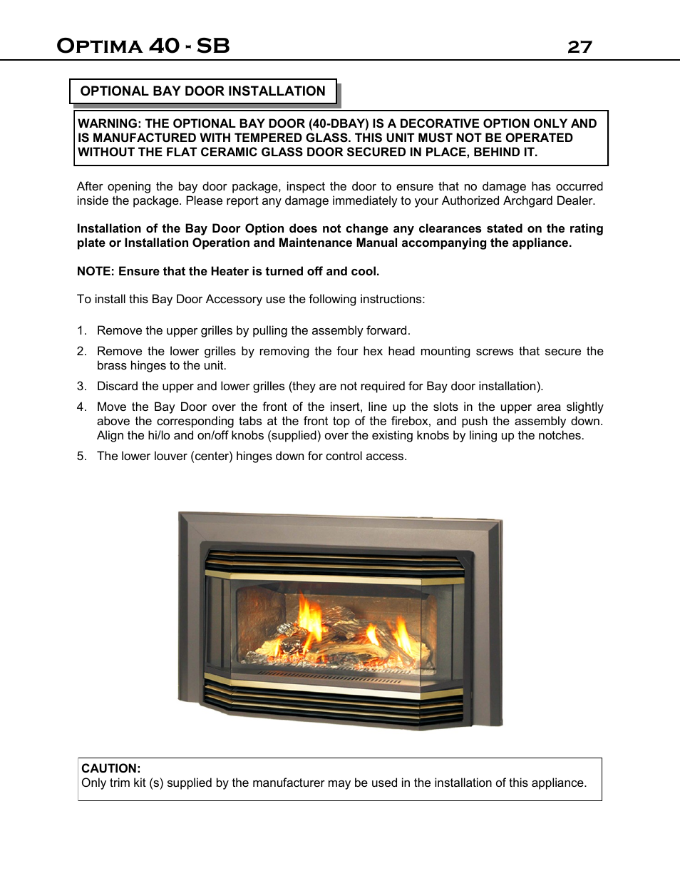 Optima 40 - sb | Archgard 40-DVI40N User Manual | Page 27 / 45