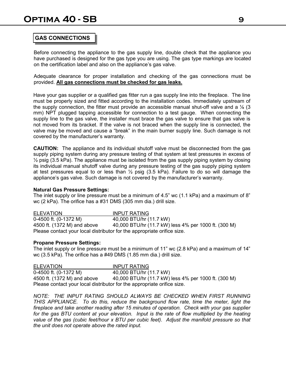 Optima 40 - sb | Archgard 40-DVI40N User Manual | Page 9 / 45