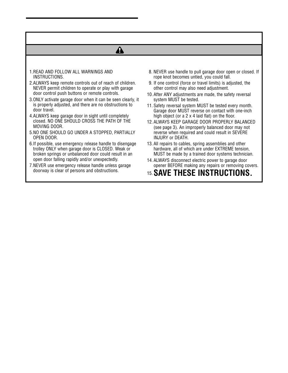 Operation, Using your garage door opener, Warning | Save these instructions | Chamberlain WHISPER DRIVE WD912K User Manual | Page 31 / 40