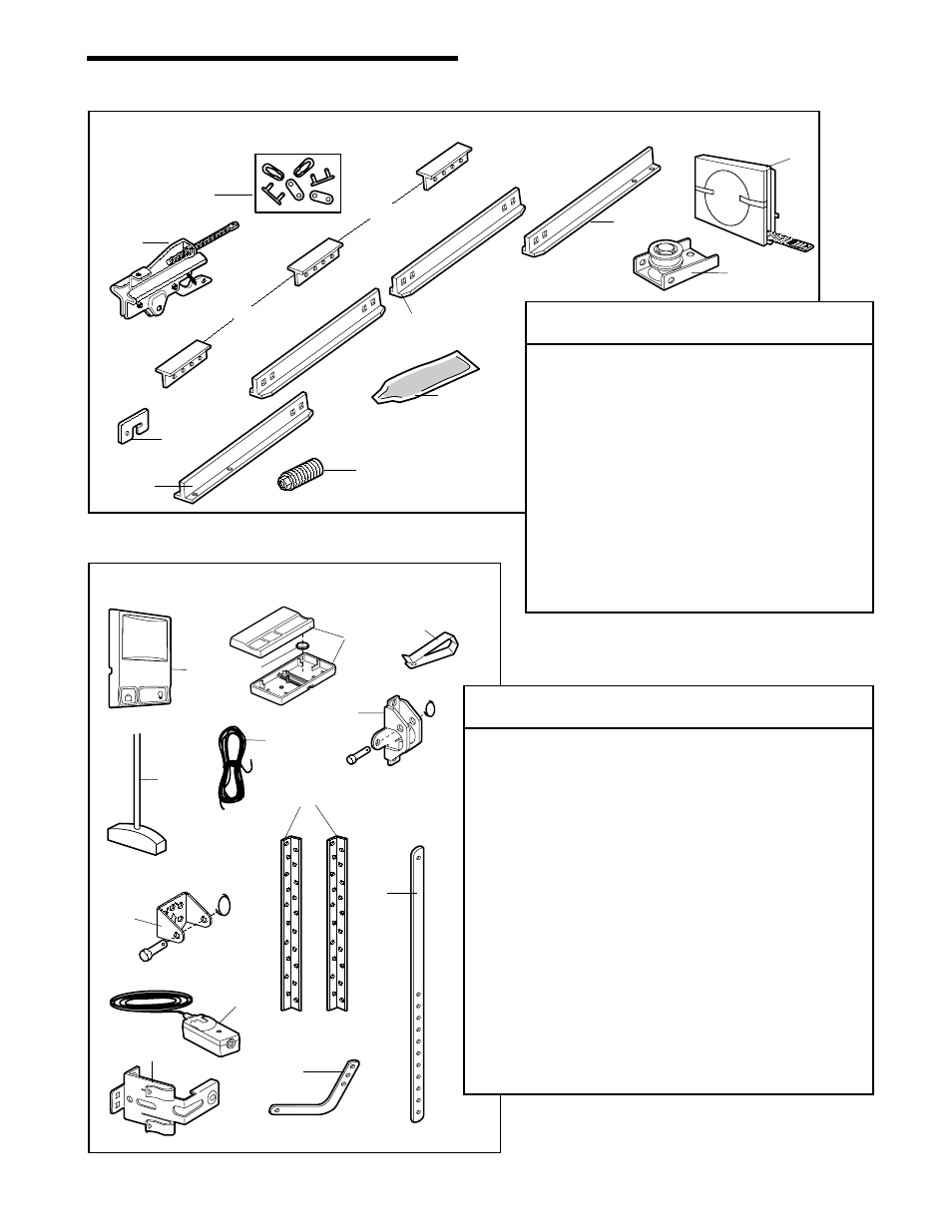 Repair parts, Rail assembly parts, Installation parts | Chamberlain WHISPER DRIVE WD912K User Manual | Page 37 / 40