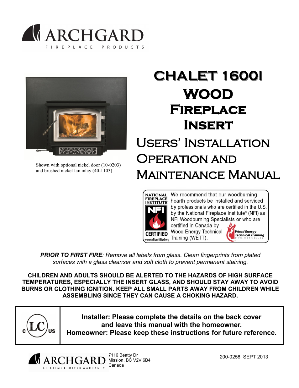 Archgard 60-1600I User Manual | 28 pages