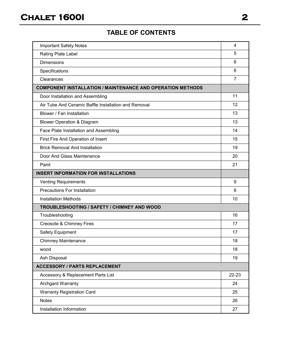 Archgard 60-1600I User Manual | Page 2 / 28
