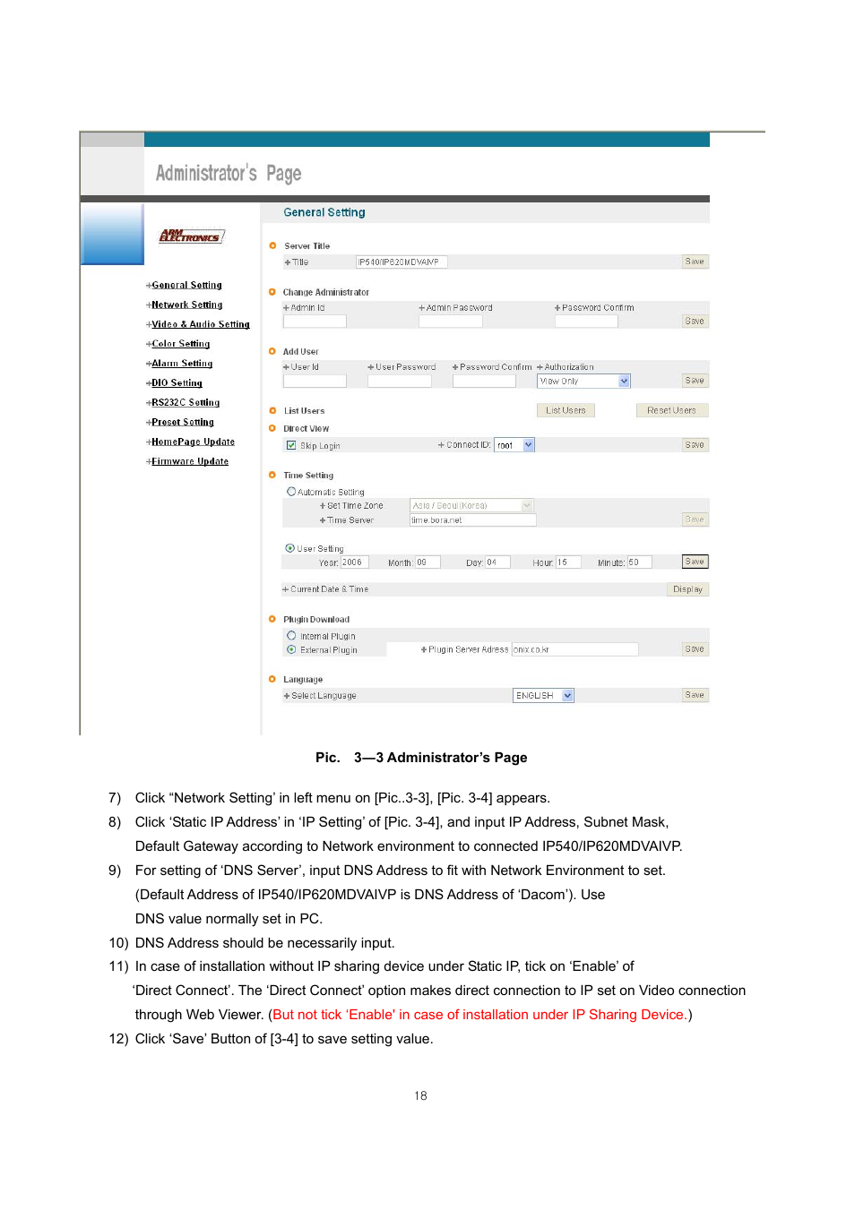 ARM Electronics IP540_620MDVANVP User Manual | Page 18 / 67
