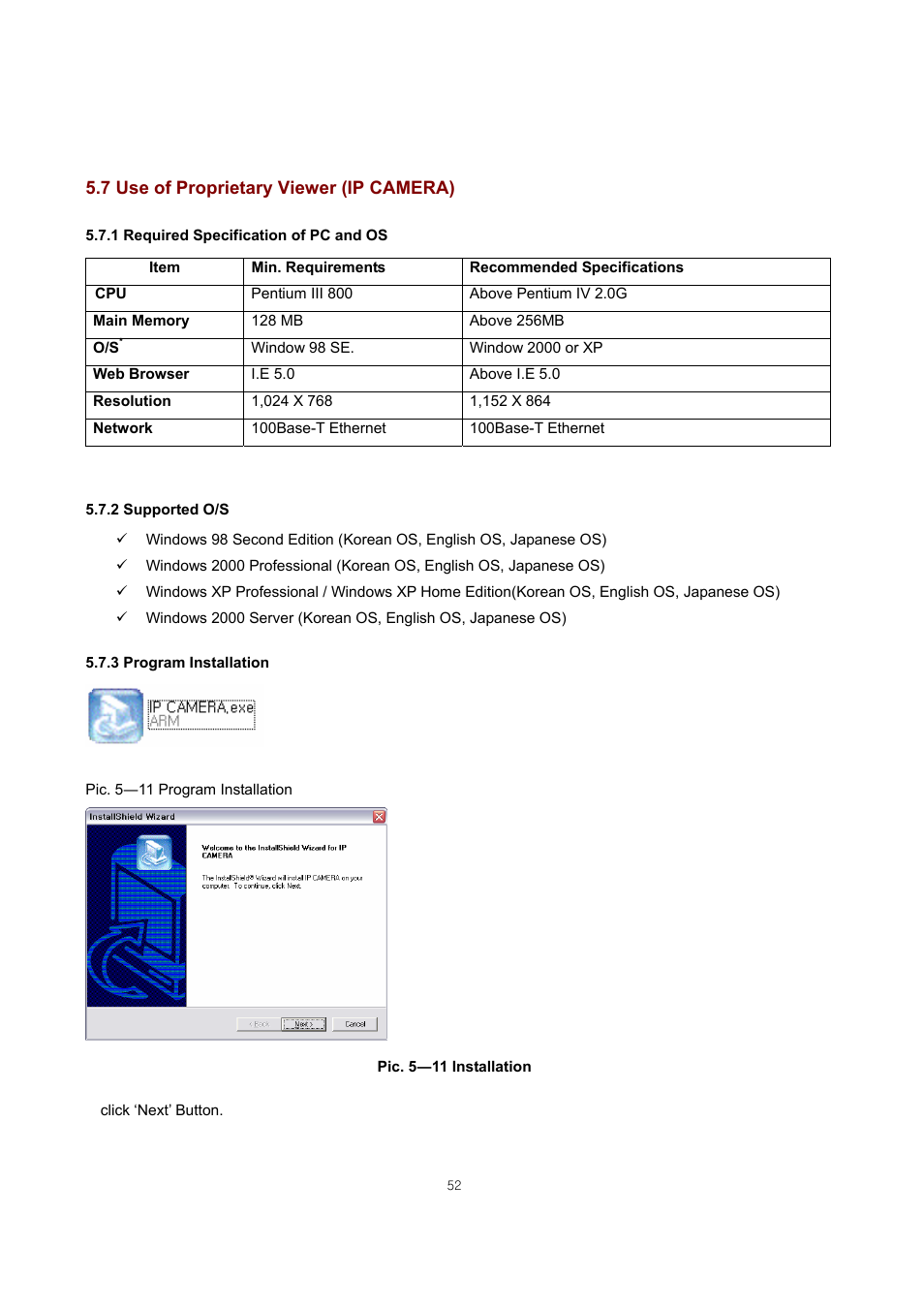 7 use of proprietary viewer (ip camera) | ARM Electronics IP540_620MDVANVP User Manual | Page 52 / 67