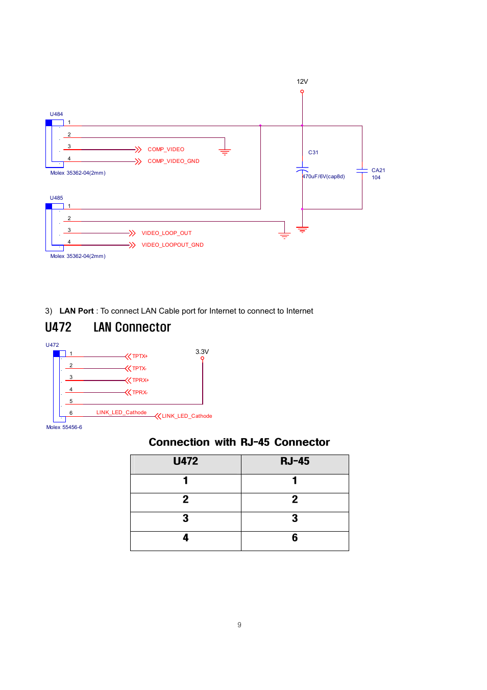 U472 lan connector | ARM Electronics IP540_620MDVANVP User Manual | Page 9 / 67