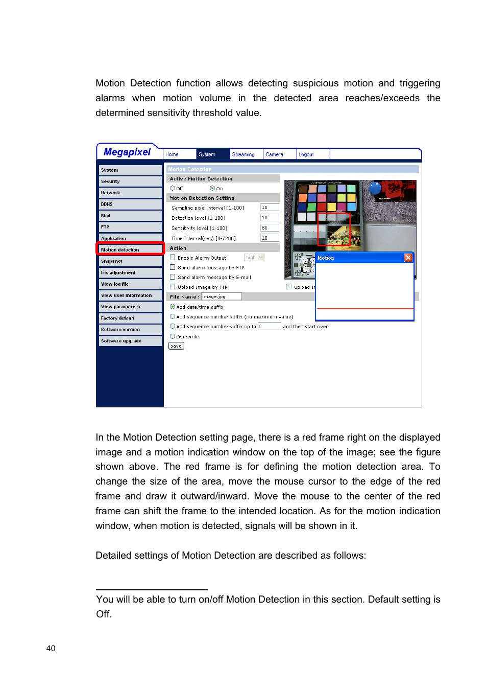 8 motion detection | ARM Electronics MP13DVPDN User Manual | Page 41 / 77