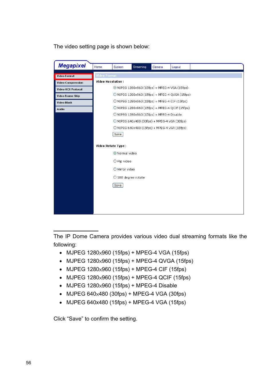 1 video resolution and rotate type | ARM Electronics MP13DVPDN User Manual | Page 57 / 77
