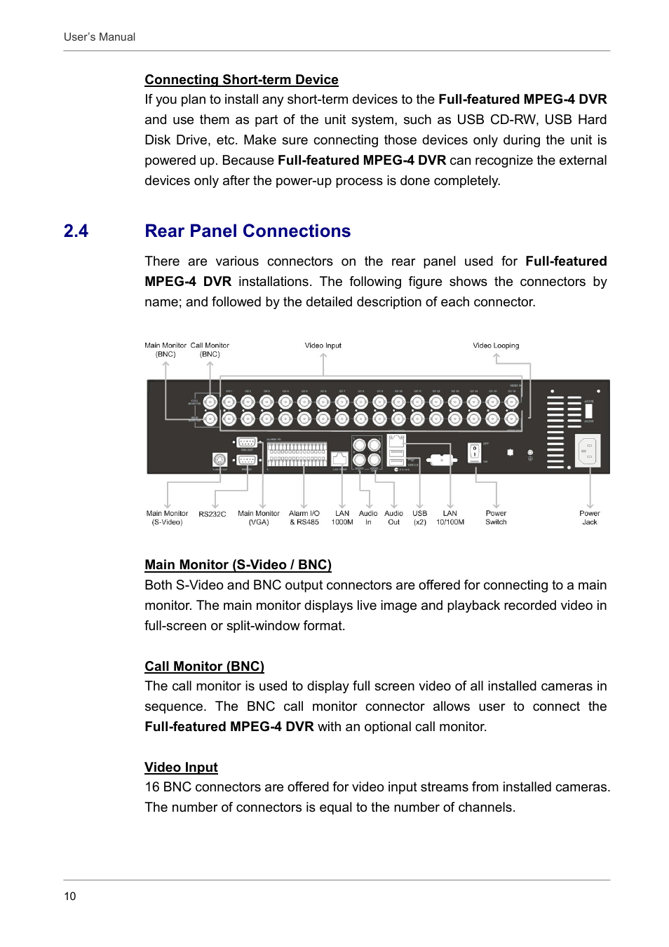 4 rear panel connections | ARM Electronics DVRCD120 User Manual | Page 11 / 47