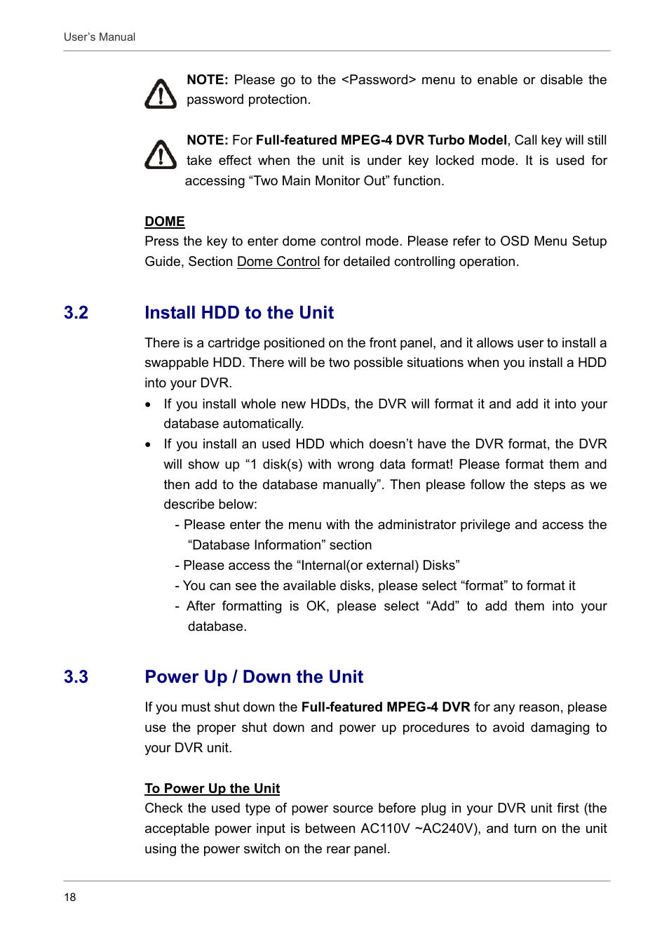 2 install hdd to the unit, 3 power up / down the unit | ARM Electronics DVRCD120 User Manual | Page 19 / 47