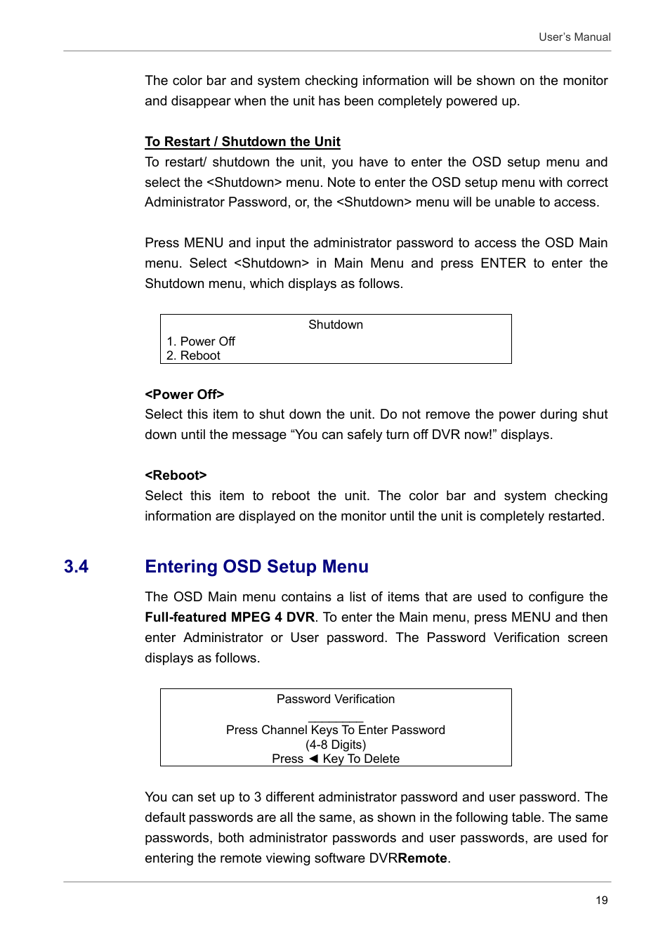 4 entering osd setup menu | ARM Electronics DVRCD120 User Manual | Page 20 / 47