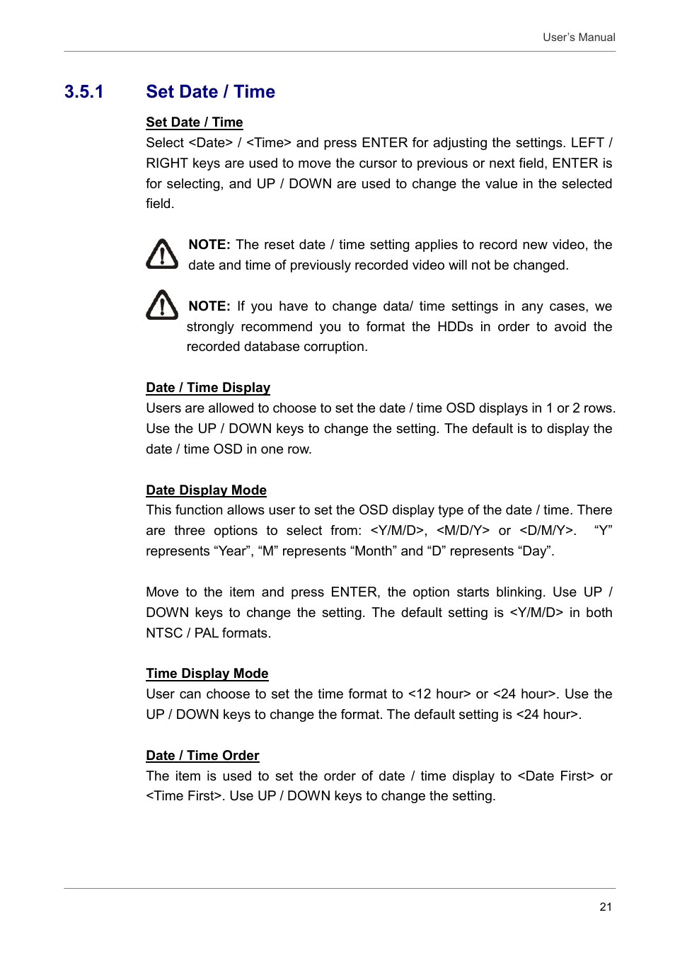 1 set date / time | ARM Electronics DVRCD120 User Manual | Page 22 / 47