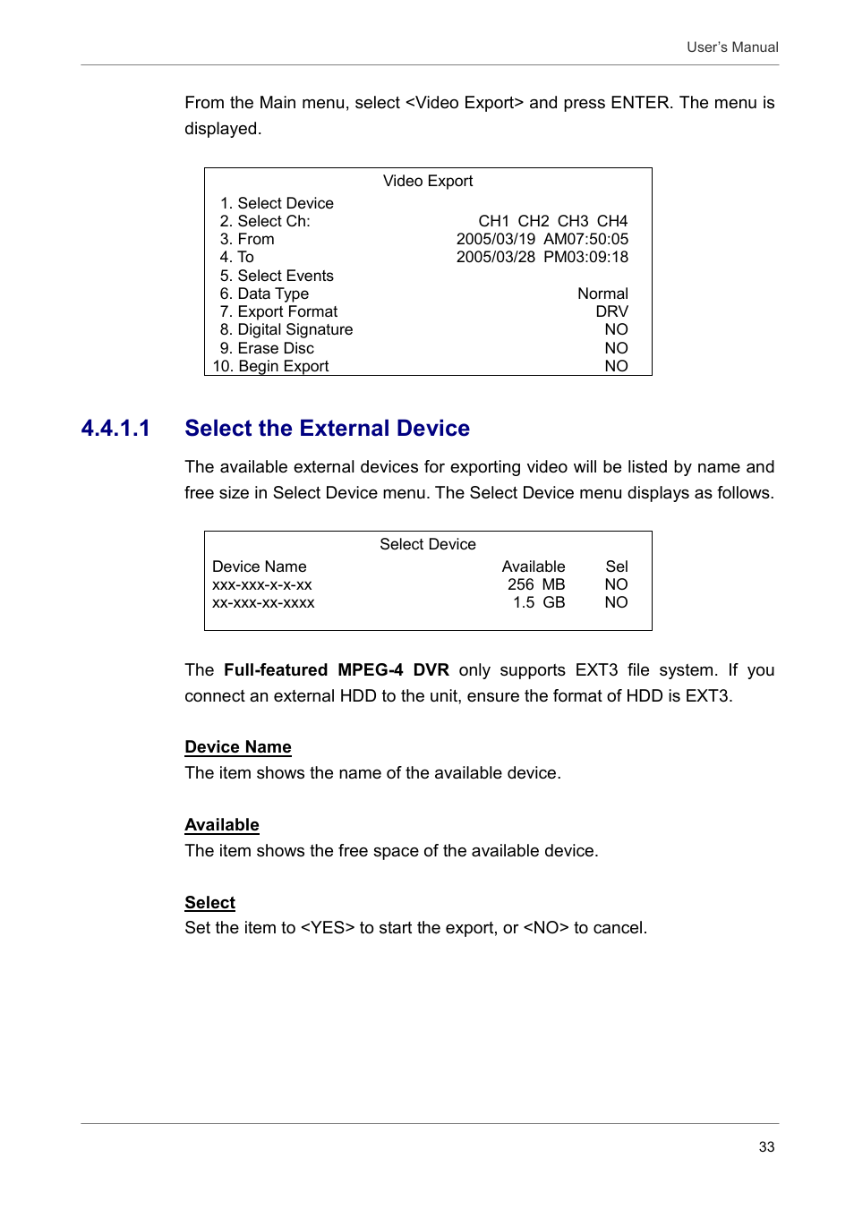 1 select the external device | ARM Electronics DVRCD120 User Manual | Page 34 / 47