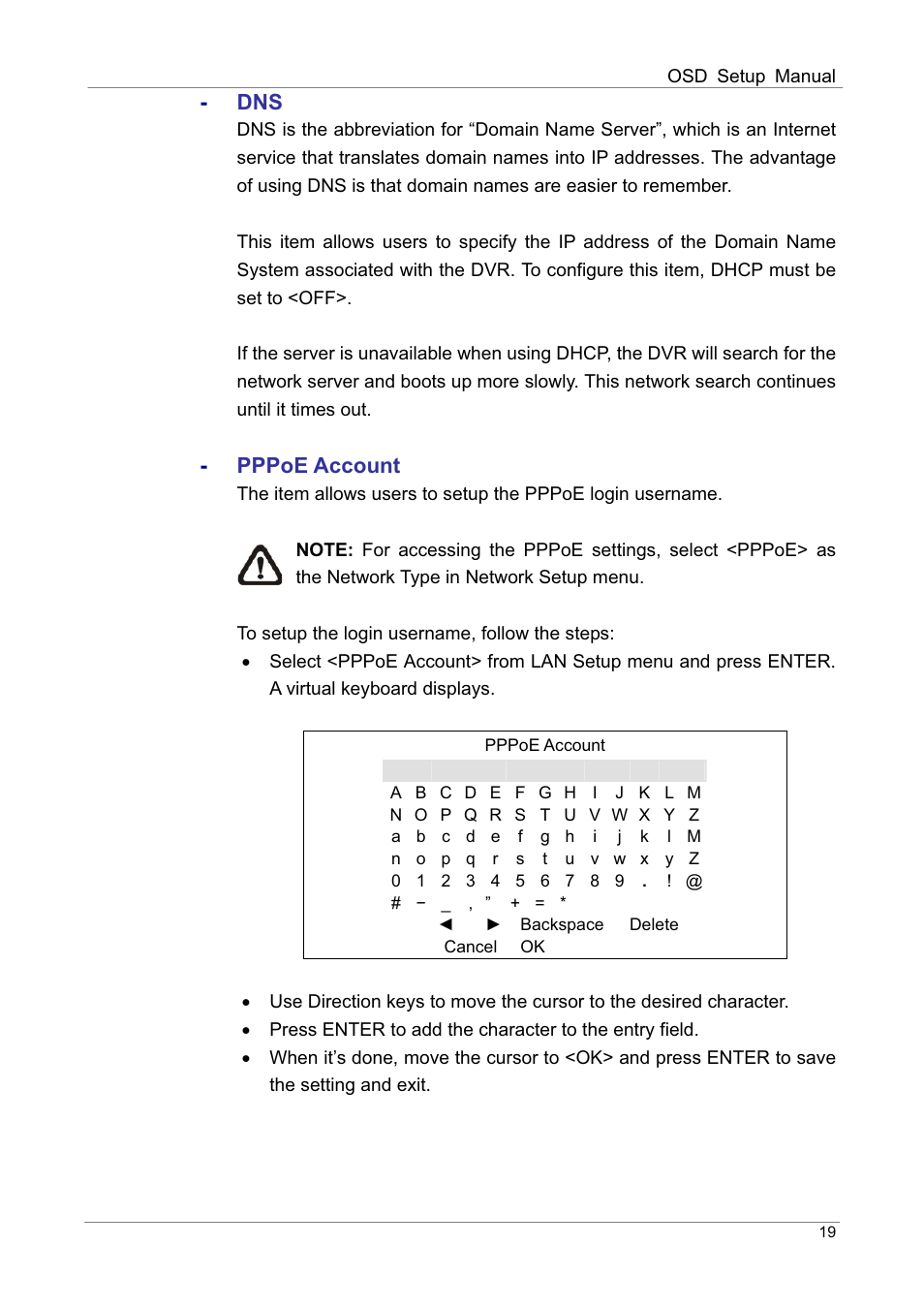 Pppoe account | ARM Electronics DVRHD OSD User Manual | Page 20 / 67