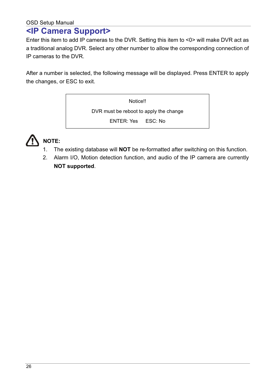 Ip camera support | ARM Electronics DVRHD OSD User Manual | Page 27 / 67