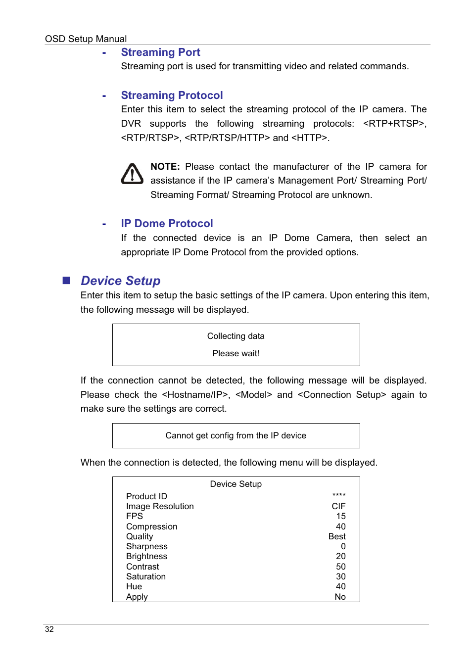 Device setup | ARM Electronics DVRHD OSD User Manual | Page 33 / 67