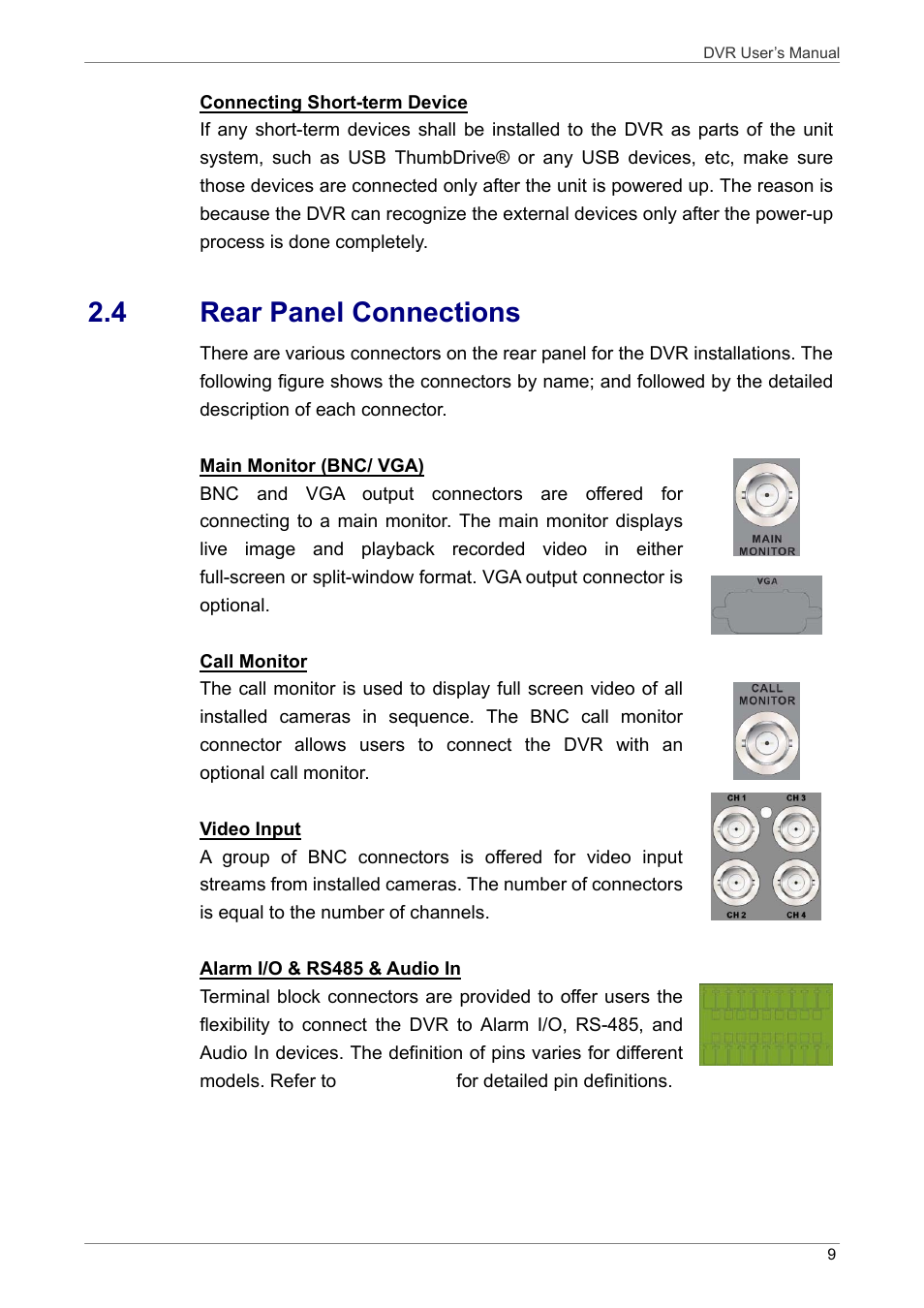 4 rear panel connections | ARM Electronics DVRHD User Manual | Page 10 / 78