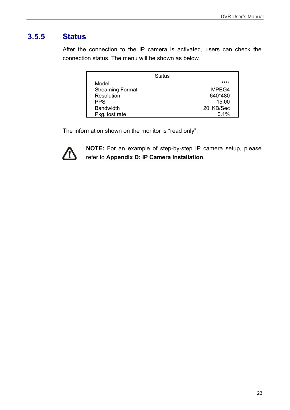 5 status | ARM Electronics DVRHD User Manual | Page 24 / 78