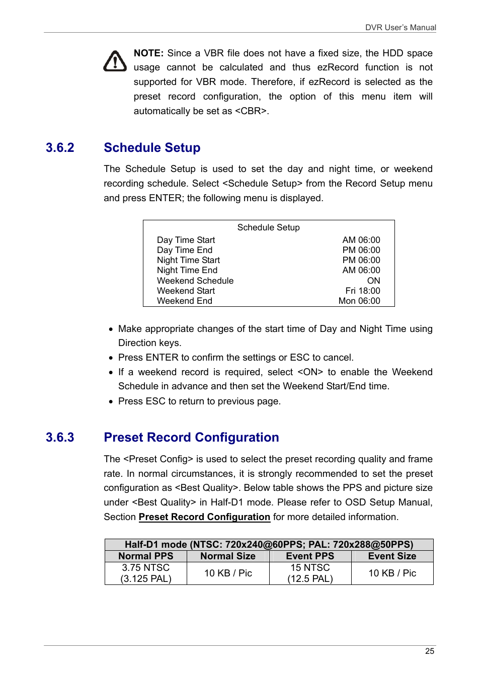 2 schedule setup, 3 preset record configuration | ARM Electronics DVRHD User Manual | Page 26 / 78