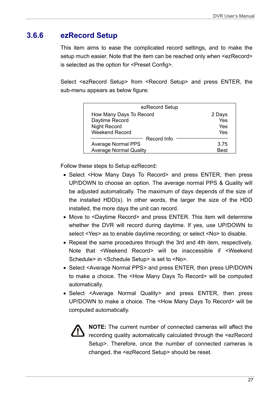 6 ezrecord setup | ARM Electronics DVRHD User Manual | Page 28 / 78