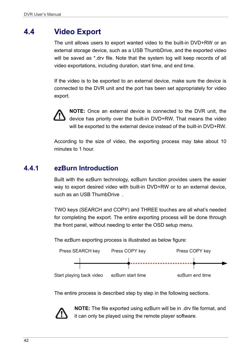 4 video export, 1 ezburn introduction | ARM Electronics DVRHD User Manual | Page 43 / 78