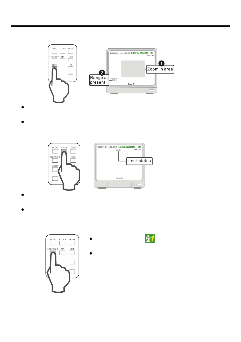 Jpeg2000 stand alone dvr user guide, 6 zoom in view, 7 key lock | 8 selection audio channel | ARM Electronics JHD User Manual | Page 18 / 70