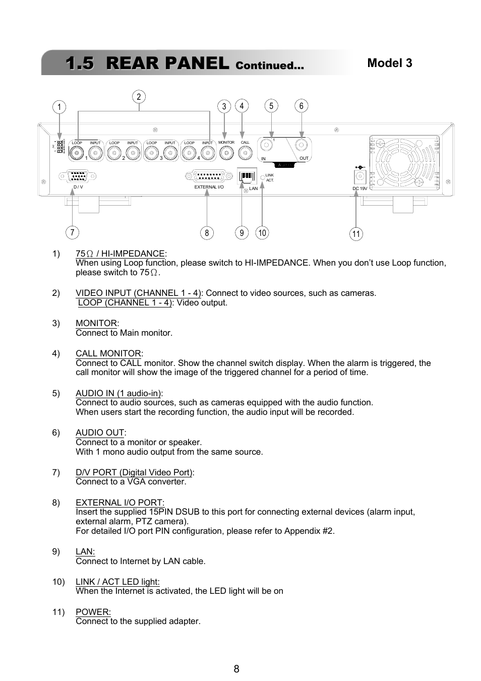 5 rear panel, Model 3, Continued | ARM Electronics RT4CD User Manual | Page 11 / 59