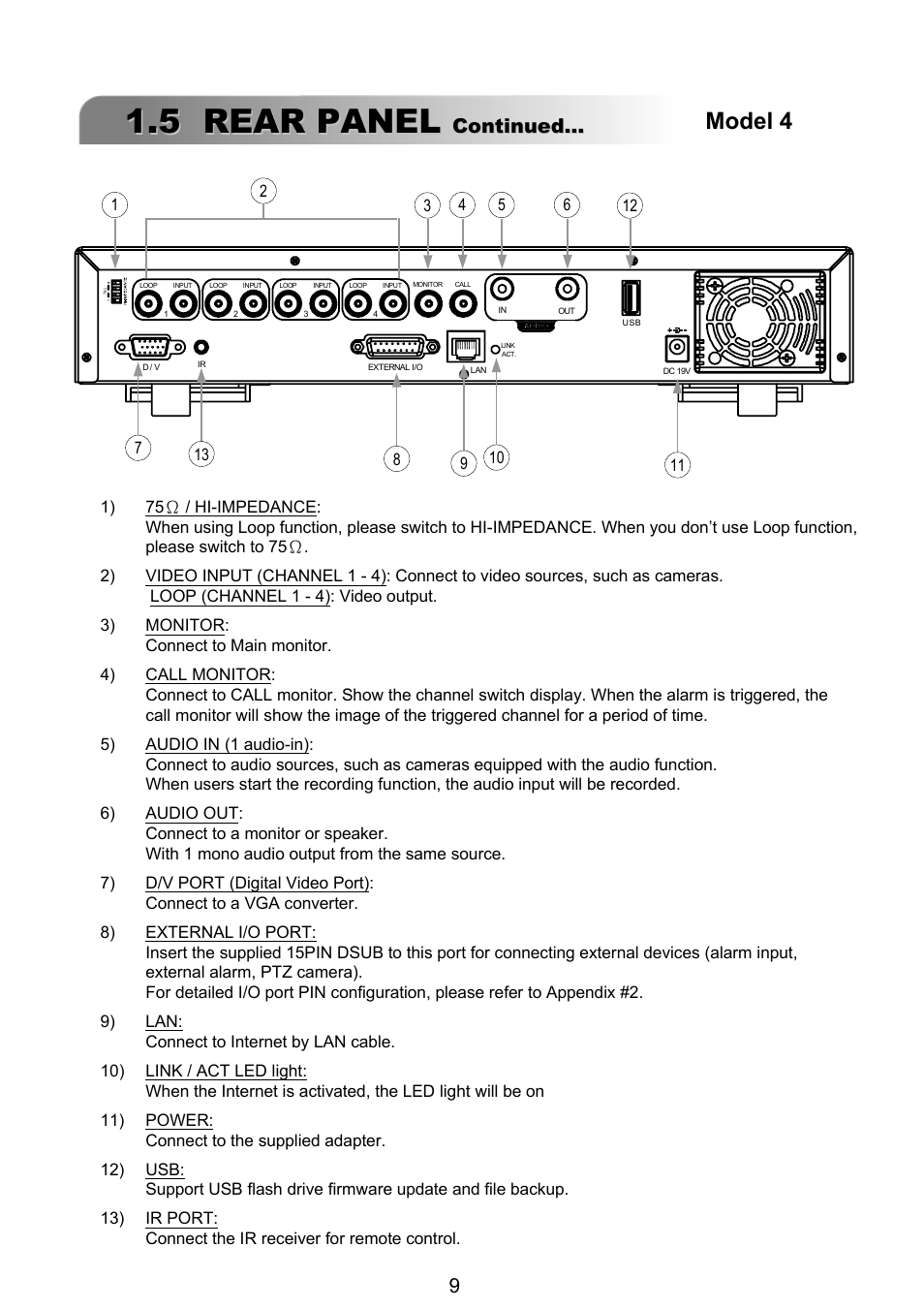 5 rear panel, Model 4, Continued | ARM Electronics RT4CD User Manual | Page 12 / 59