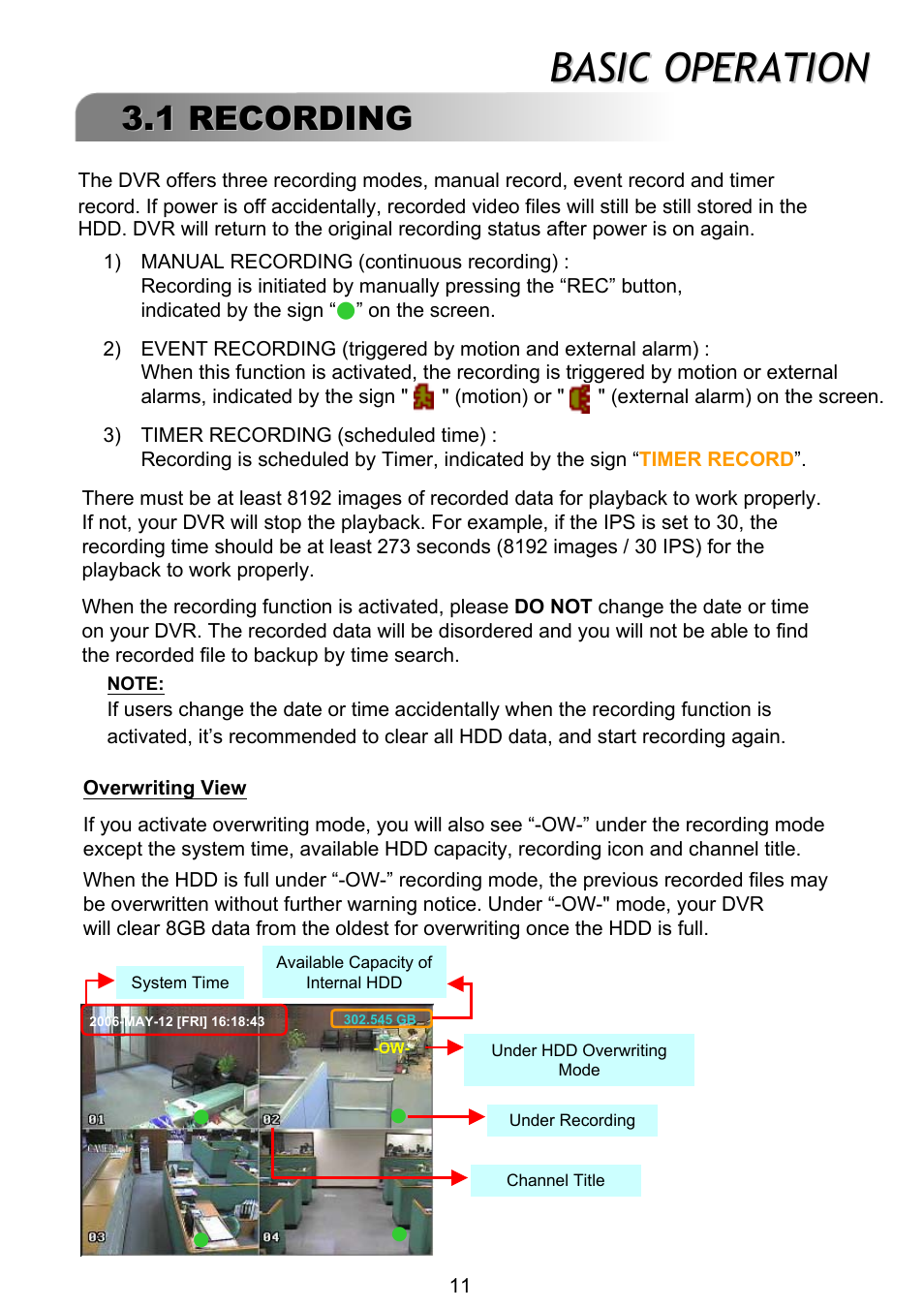 Basic operation, 1 recording | ARM Electronics RT4CD User Manual | Page 14 / 59