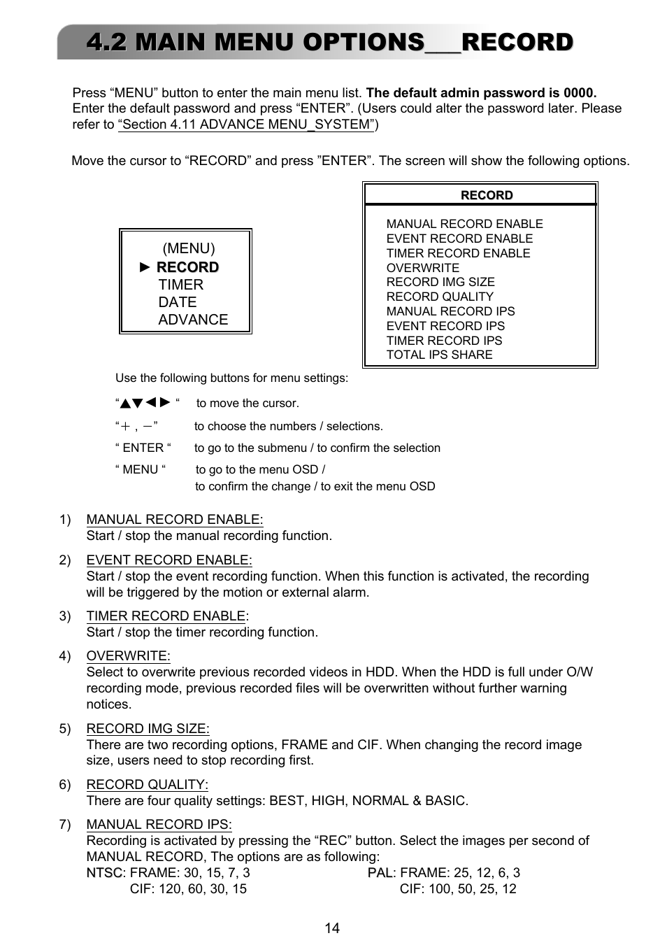 2 main menu options___record | ARM Electronics RT4CD User Manual | Page 17 / 59