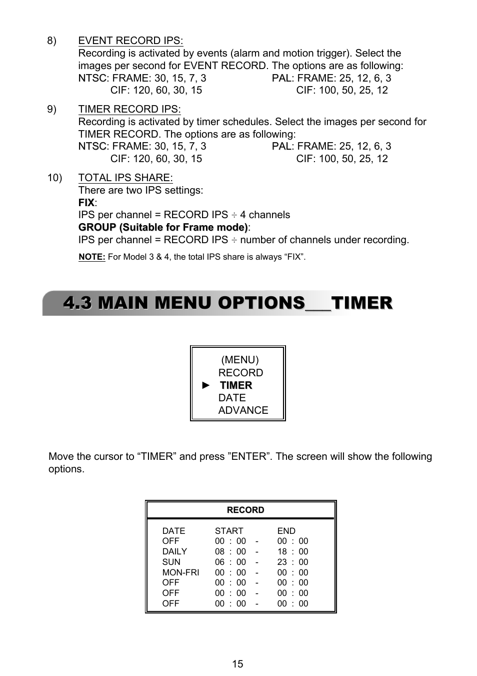 3 main menu options___timer | ARM Electronics RT4CD User Manual | Page 18 / 59