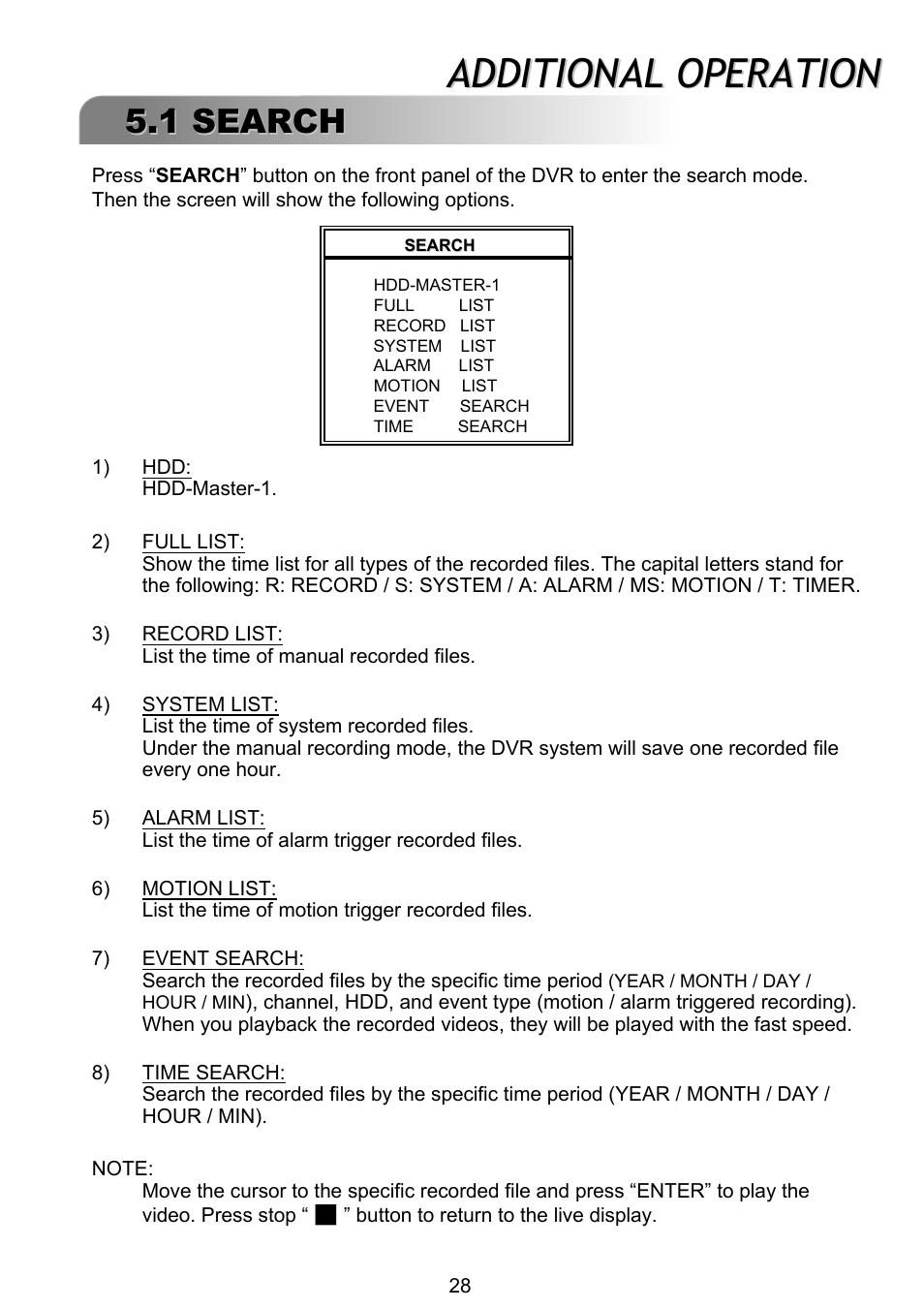 Additional operation, 1 search | ARM Electronics RT4CD User Manual | Page 31 / 59